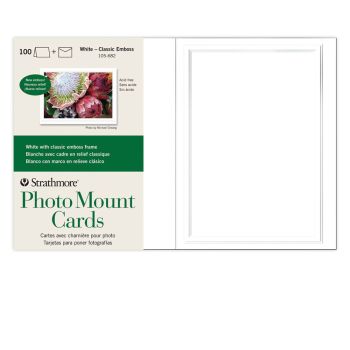 Strathmore Photo Mount Cards - White Classic Emboss, 5"x6.875" (100 Pack + Envelopes)