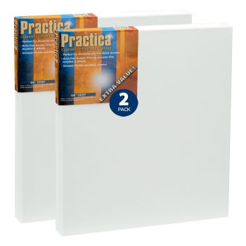 Stretched Cotton Canvas 6"x6", Pack of 2, Practica