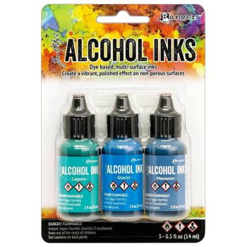 3Pk Holtz Alcohol Ink 1/2oz Teal/Blue Spectrum Colors