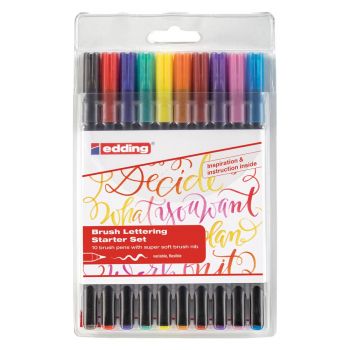 Edding 1340 Brush Pen Tin Set of 10 Assorted Colors 