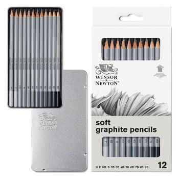 Winsor & Newton Studio Graphite Pencil Tin Set of 12 Soft