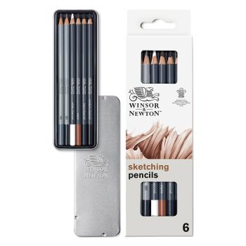 Winsor & Newton Studio Sketching Pencil Sets, Tin Set of 6