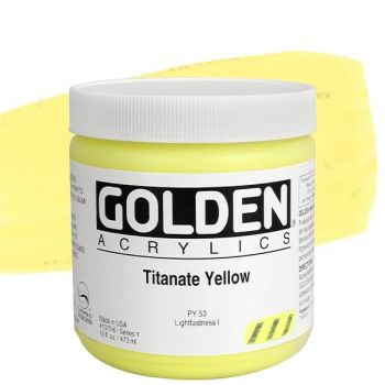 GOLDEN Heavy Body Acrylics - Titanate Yellow, 16oz Jar