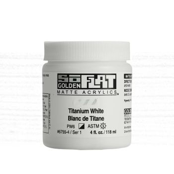 GOLDEN SoFlat Matte Acrylic - Titanium White, 4oz Jar
