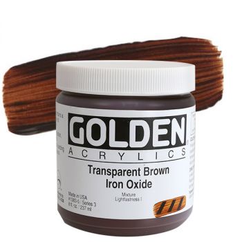 GOLDEN Heavy Body Acrylics - Transparent Brown Iron Oxide, 8oz Jar