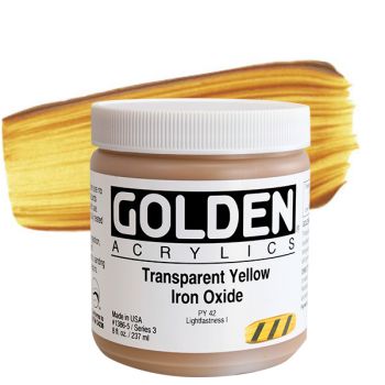 GOLDEN Heavy Body Acrylics - Transparent Yellow Iron Oxide, 8oz Jar
