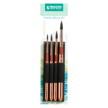 Princeton Neptune Synthetic Watercolor Brush Series 4750 Travel Round Set Of 4