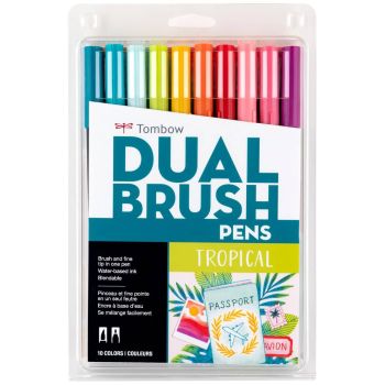 Tombow Dual Brush Pen Set Of 10 - Tropical Colors