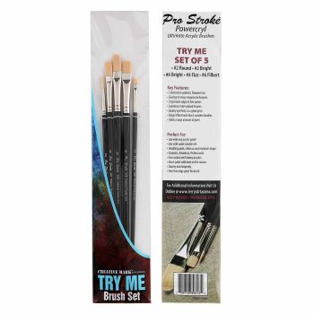 Creative Mark 5pc Try Me Set Of Powercryl Long Handle Brushes