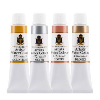 Turner Concentrated Artists' Watercolor Professional Set of 4 15ml tubes - Fine Metals