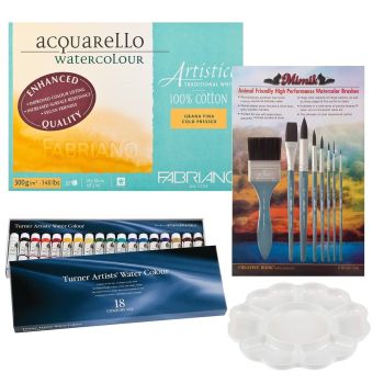Turner Artist's Watercolor Complete Painting Set w/ Fabriano Block & Darwin Palette