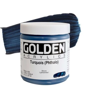 GOLDEN Heavy Body Acrylics - Turquoise (Phthalo), 8oz Jar