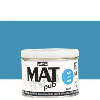 Pebeo Acrylic Mat Pub 500ml - Turquoise Blue