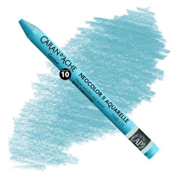 Caran d'Ache Neocolor II Water-Soluble Wax Pastels - Turquoise Blue, No. 171 (Box of 10)