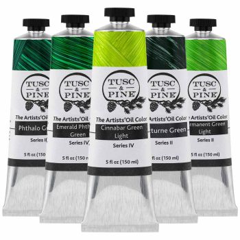 Tusc & Pine Oil Color Vibrant Greens Set of 5, 150ml Tubes