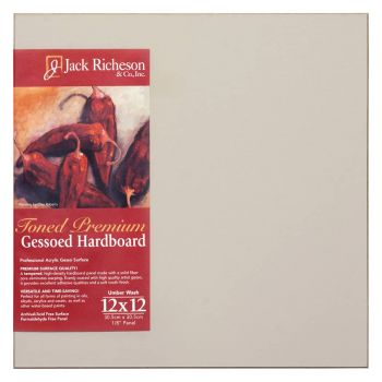 Jack Richeson 1/8" Toned Gesso Hardboard Canvas Panels - Umber, 12"x12"