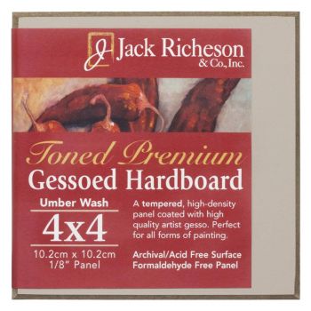 Jack Richeson 1/8" Toned Gesso Hardboard Canvas Panels - Umber, 4"x4"