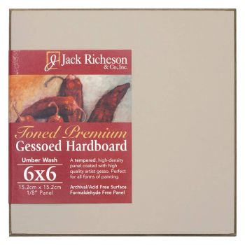 Jack Richeson 1/8" Toned Gesso Hardboard Canvas Panels - Umber, 6"x6"