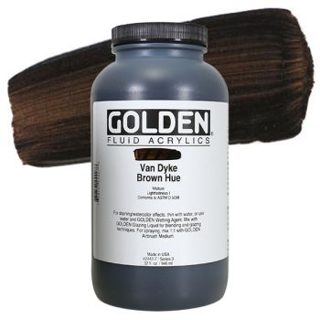 GOLDEN Fluid Acrylics Van Dyke Brown Hue 32 oz