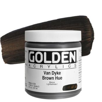 GOLDEN Heavy Body Acrylics - Van Dyke Brown, 8oz Jar