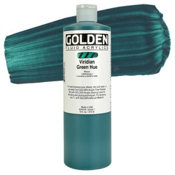 GOLDEN Fluid Acrylics Viridian Green Hue 16 oz