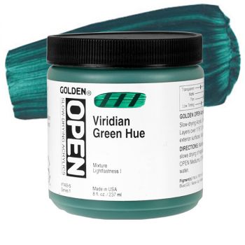 GOLDEN Open Acrylic Paints Viridian Green Hue 8 oz