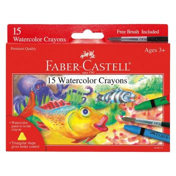 Faber-Castell Watercolor Crayons + Brush 15 Pack - Assorted Colors