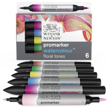 Winsor & Newton ProMarker Watercolour Marker Set Of 6 Floral Tones
