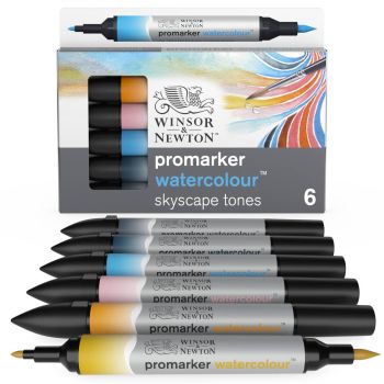 Winsor & Newton ProMarker Watercolour Marker Set Of 6 Sky Tones