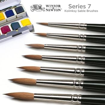 Winsor & Newton Series 7 Kolinsky Sable Watercolor Brushes - Round Short Handle