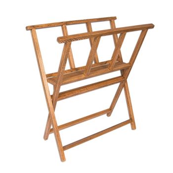 Folding Wood Print Rack - Walnut Stain Finish