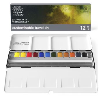 Winsor & Newton Professional Watercolor - Travel Tin Set of 12, Half Pans