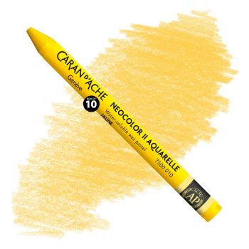 Caran d'Ache Neocolor II Water-Soluble Wax Pastels - Yellow, No. 010 (Box of 10)