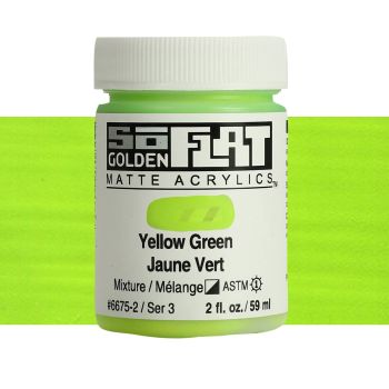 GOLDEN SoFlat Matte Acrylic - Yellow Green, 2oz Jar