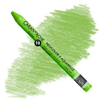 Caran d'Ache Neocolor II Water-Soluble Wax Pastels - Yellow Green, No. 230 (Box of 10)