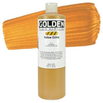 GOLDEN Fluid Acrylics Yellow Ochre 16 oz