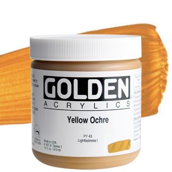 GOLDEN Heavy Body Acrylics - Yellow Ochre, 16oz Jar