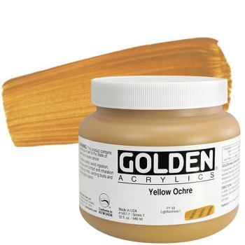 GOLDEN Heavy Body Acrylics - Yellow Ochre, 32oz Jar