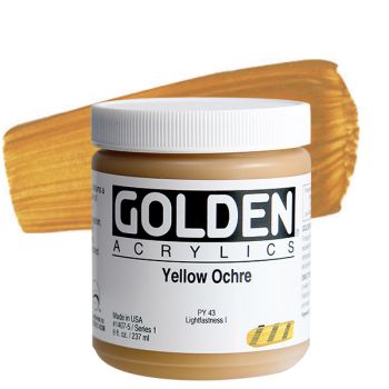 GOLDEN Heavy Body Acrylics - Yellow Ochre, 8oz Jar