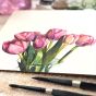Hallie's Tulips, 8x8", watercolor on Aquabord, Kara K. Bigda