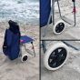 The 7.5" diameter wheels navigate any terrain easily