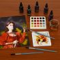 24 vibrant, professional, dye-based liquid watercolors!