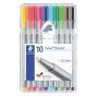 Staedtler Triplus Fineliner Pens - Assorted Colors, Set of 10