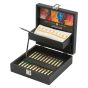 Sennelier Oil Pastel Black Wooden Box With Monolith Graphite Pencil and Sennelier Cloth, Set Of 24 