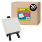 Box of 20 Ultra-Mini White Canvas 3x4" w/ Black Easel Set