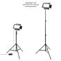 Light stand has telescoping height from 30” to 78 ½” 