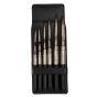 Escoda Versatil Synthetic Kolinsky Sable Short Handle Travel Brush Set of 6 with Synthetic Leather Case