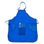 The art smock has two side pockets and a center divider pocket designed to hold paintbrushes