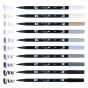 Tombow Dual Brush Pens Set of 10 - Grey Scale Set