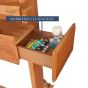 Roomy drawer helps store supplies